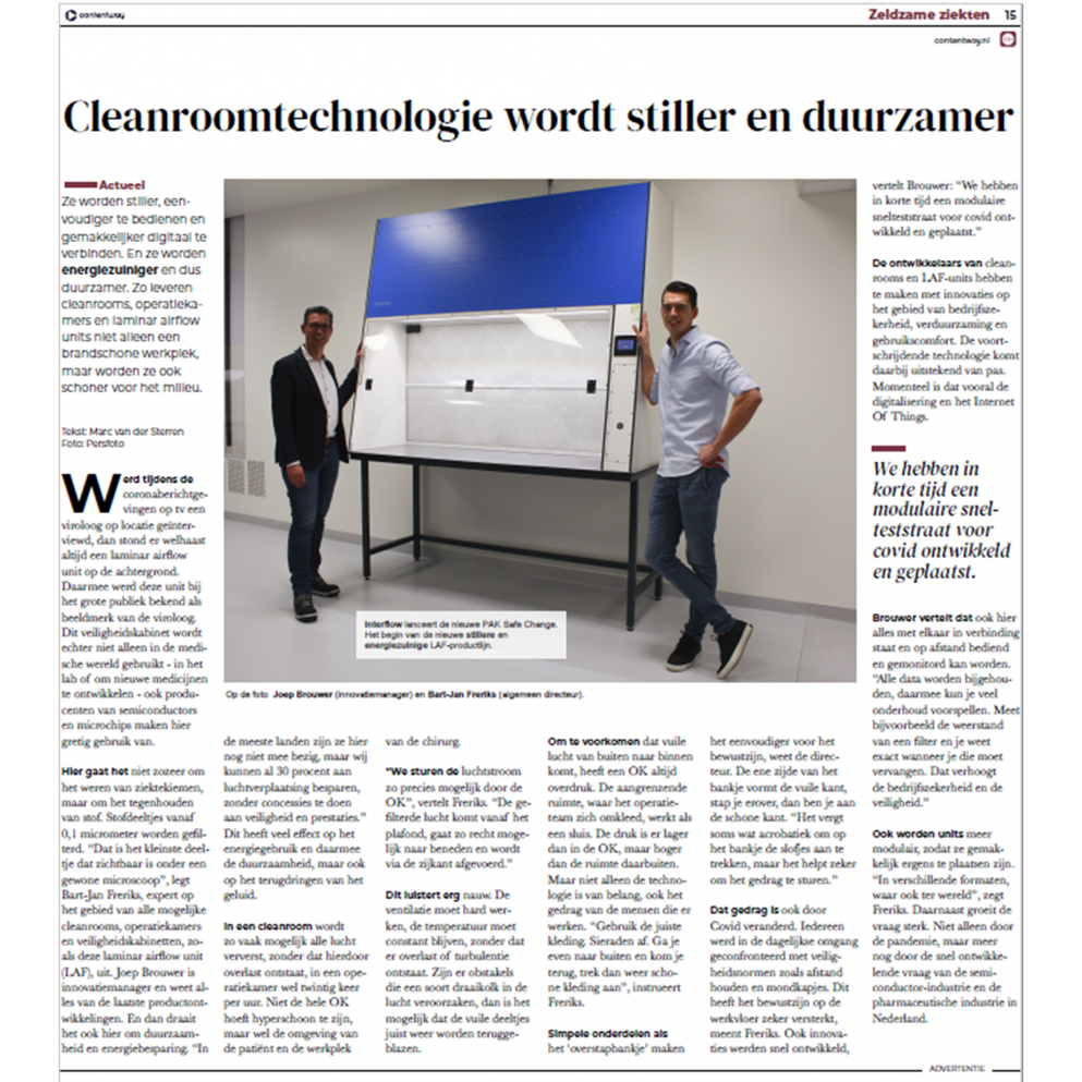 Cleanroomtechnologie wordt stiller en duurzamer